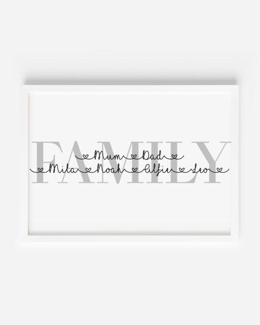 Family Name Print, Personalised Print, Gift For Mum, Mum Birthday Print, Family Print, Mother's Day Print, Christmas - image 1