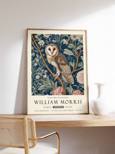 William Morris Print, Exhibition Poster, Kew Gardens London Vintage Wall Art, Owl Art - image 1