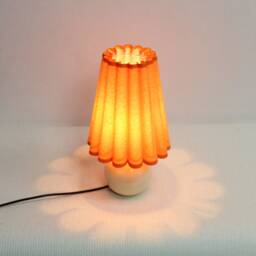 Handmade Scallop Light Orange Fabric Table Lamp With Ceramic Base - thumbnail 4