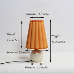 Handmade Scallop Light Orange Fabric Table Lamp With Ceramic Base - thumbnail 3