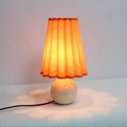 Handmade Scallop Light Orange Fabric Table Lamp With Ceramic Base - thumbnail 2