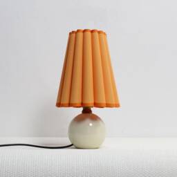Handmade Scallop Light Orange Fabric Table Lamp With Ceramic Base