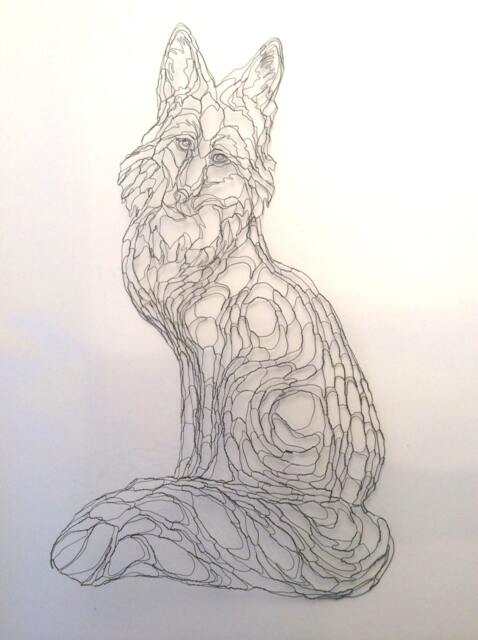 Gray Fox 2D Wire Wall Art Sculpture By Elizabeth Berrien - image 1