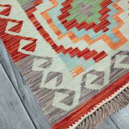 Classic Runner Rug, Handmade Artisan Afghan Turkish Scandinavian Navajo Bohemian Wool Flatweave Multicolour Kilim Rug 196x70 cm - thumbnail 3