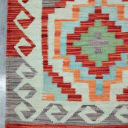 Classic Runner Rug, Handmade Artisan Afghan Turkish Scandinavian Navajo Bohemian Wool Flatweave Multicolour Kilim Rug 196x70 cm - thumbnail 2