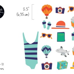 Travel Wall Decor Set, Vacation Decal, Summer Time Sticker, Trip Compilation, Beach Around The World #18S - thumbnail 2