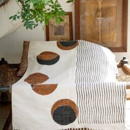 Handmade Moon Phase Cotton Rug Boho Hand-Block Printed Dhurrie - 4x6Ft - thumbnail 2