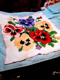 Handmade Crochet Pansy Blanket