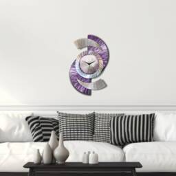 Unique Silver Wall Clock - Large Modern Metal Timepiece, Unusual Sculptural Art Decor - thumbnail 1