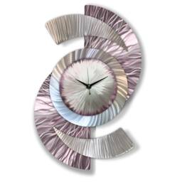 Unique Silver Wall Clock - Large Modern Metal Timepiece, Unusual Sculptural Art Decor - thumbnail 2