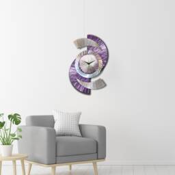 Unique Silver Wall Clock - Large Modern Metal Timepiece, Unusual Sculptural Art Decor - thumbnail 3