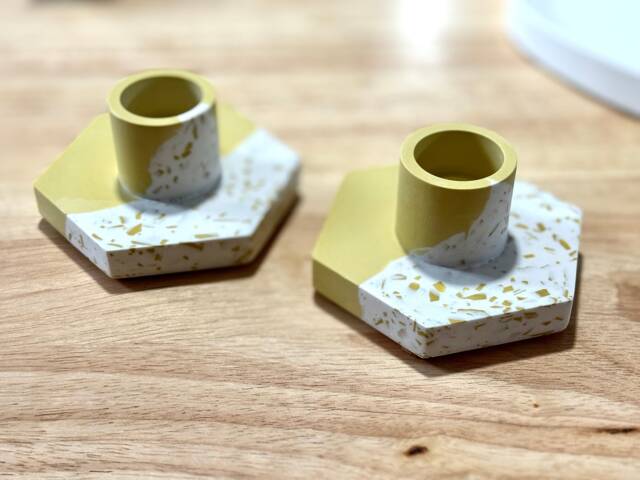 Handmade Terrazzo Jesmonite Hexagon Candle Holder Eco Resin Homeware - image 1
