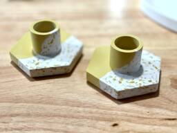 Handmade Terrazzo Jesmonite Hexagon Candle Holder Eco Resin Homeware - thumbnail 1