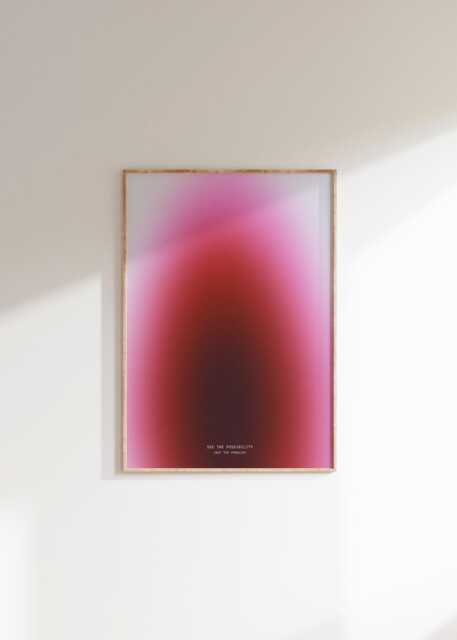 Pink Sunset Blur Gradient Print, Orange Aura Poster, Positive Affirmation Quote Apartment Decor, Dreamy Large Wall Art - image 1