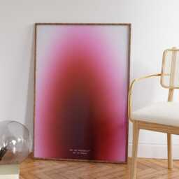 Pink Sunset Blur Gradient Print, Orange Aura Poster, Positive Affirmation Quote Apartment Decor, Dreamy Large Wall Art - thumbnail 3