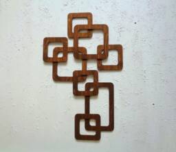 Mid Century Modern Wood Wall Art 3D Tile, Walnut Finish