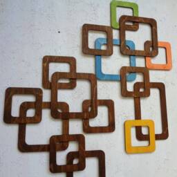 Mid Century Modern Wood Wall Art 3D Tile, Walnut Finish - thumbnail 2