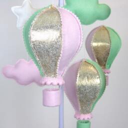 Baby Mobile, Hot Air Balloon Girl Mint, Gold, Pink Nursery Decor, Ready To Ship, Gift Packaging - thumbnail 3