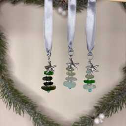 Handmade Stacked Sea Glass Christmas Tree Decoration, Starfish Charm - thumbnail 2