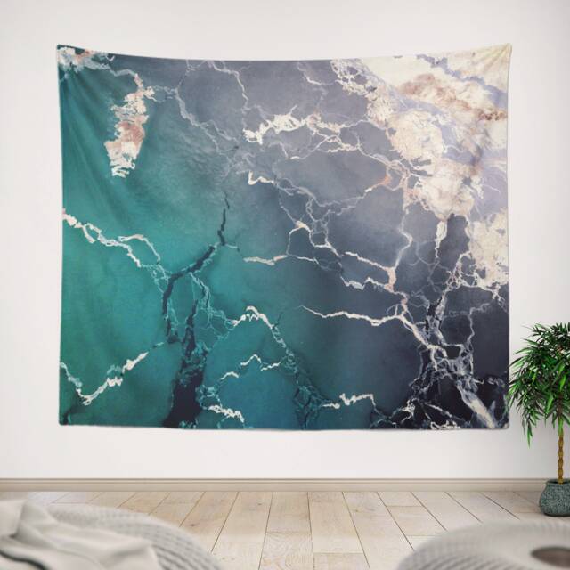 Abstract Art Tapestry, Blue & Gold Wall Tapestry, Wall Decor, Digital Tapestry, Nature Photography, Abstract Hanging, Abstract - image 1