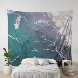 Abstract Art Tapestry, Blue & Gold Wall Tapestry, Wall Decor, Digital Tapestry, Nature Photography, Abstract Hanging, Abstract - thumbnail 2