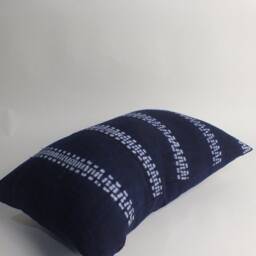 Boho Sofa Cushions Hmong Pillow Case Ethnic Fabric Vintage Hemp Accent Throw Cushion Cover, Hand Woven Navy Blue Scatter - thumbnail 4