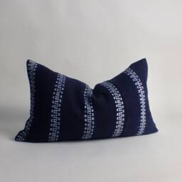 Boho Sofa Cushions Hmong Pillow Case Ethnic Fabric Vintage Hemp Accent Throw Cushion Cover, Hand Woven Navy Blue Scatter - thumbnail 3