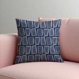Navy Blue Abstract Geometric Cushion Cover, Modern Rectangle Pattern Pillow Case, Contemporary Home Decor, Any Size Cover - thumbnail 3