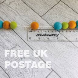 Peach Felt Ball Curtain Tie Back Wool Pom Decor - thumbnail 4