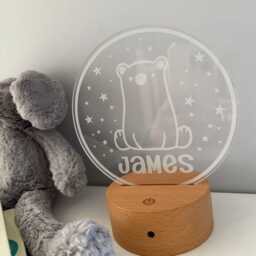 Personalised Bear Night Light - Custom Name Kids Lamp Nursery Led Colour Changing Baby Room Decor Gift - thumbnail 4