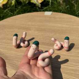 Ceramic Worm With Cap, Randomly Selected Worm, Cute Trinket - thumbnail 2