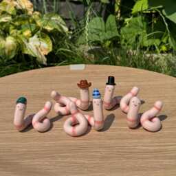 Ceramic Worm With Cap, Randomly Selected Worm, Cute Trinket - thumbnail 3