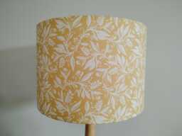 Floral Yellow Lampshade Leaf Woodland Print Leaves Fabric Handmade Cotton Drum Lamp Shade Table Floor Or Ceiling Pendant - Various Sizes - thumbnail 1