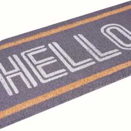 Extra Long Embossed Coir Doormat 40 X 125cm Grey Hello Natural Coconut Dirt Trapper Non-Slip Mat Hall Rug - thumbnail 2