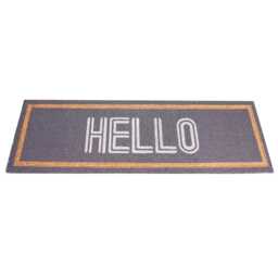 Extra Long Embossed Coir Doormat 40 X 125cm Grey Hello Natural Coconut Dirt Trapper Non-Slip Mat Hall Rug - thumbnail 1