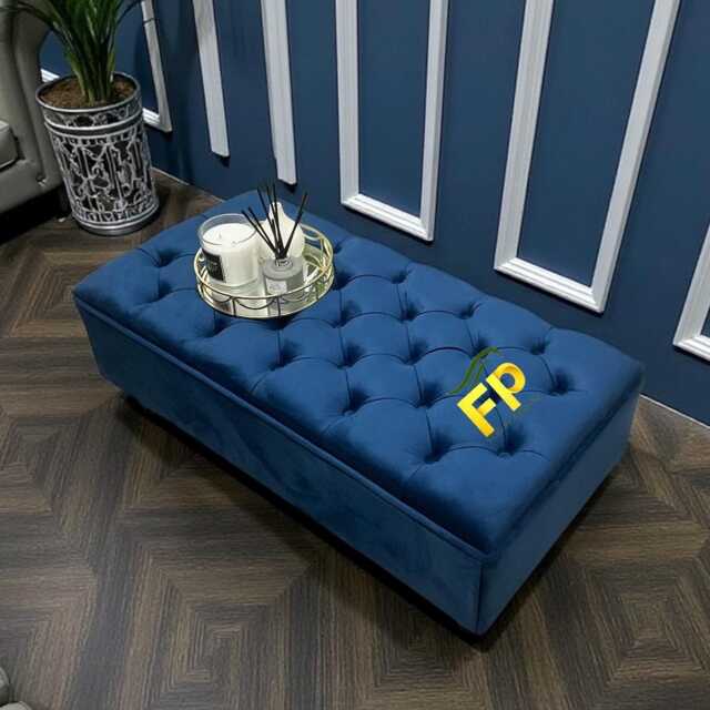 Handmade Chesterfield Velvet Footstool Ottoman Coffee Table Bench - image 1