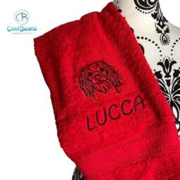 Cavalier King Charles Spaniel Dog Towel - Personalised Face Cloth/Hand Bath - thumbnail 2