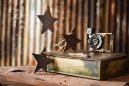 Christmas Tree Star Ornament- Ornament Made From Reclaimed Barn Wood - Wooden Gift Tag - thumbnail 1