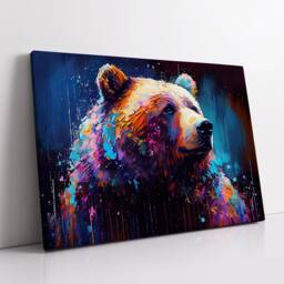 Bear Animal Abstract Oil Painting Splatter Modern Paint Style Wall Art Framed Canvas Poster Print, Home/Office Room Decor Gifts - thumbnail 2