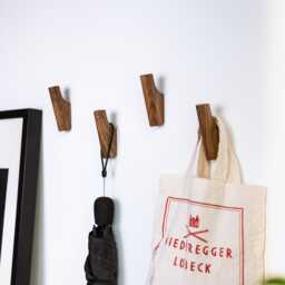 Wooden Wall Hooks, Decorative Minimalist Coat & Towel Rack, Farmhouse Entryway Decor - thumbnail 3