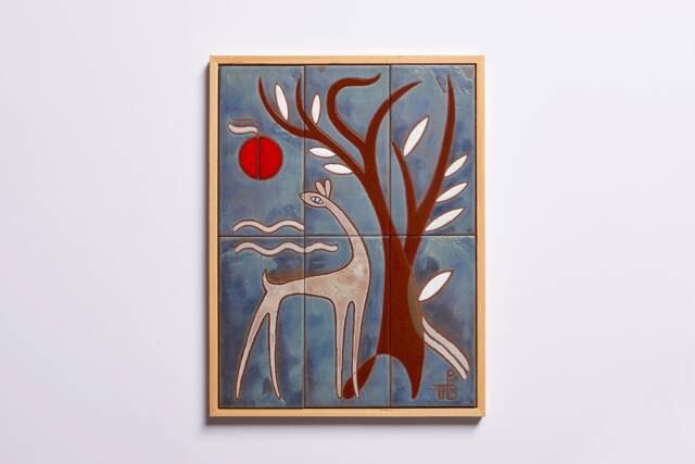 Baby Deer Woodland Animals Nursery Minimalist Hunting Lodge Decor Fawn Art Forest Wall Mural Ceramic Tile Handmade Wildlife Gift - image 1