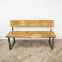 Classic Box Steel Bench With Reclaimed Wooden Seat & Back - thumbnail 2