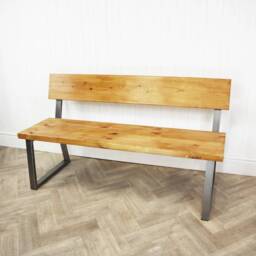 Classic Box Steel Bench With Reclaimed Wooden Seat & Back - thumbnail 3