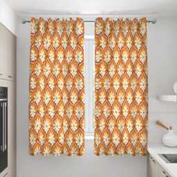 Orange Retro Floral Curtains, 70S Mid Century Modern Daisy Pattern Drapes, Burnt & Mustard Flower Window Panels - thumbnail 3