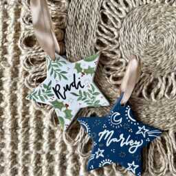 Hand Painted Custom Ceramic Star Christmas Ornament, Bauble, Customised Decoration - thumbnail 2