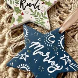 Hand Painted Custom Ceramic Star Christmas Ornament, Bauble, Customised Decoration - thumbnail 3