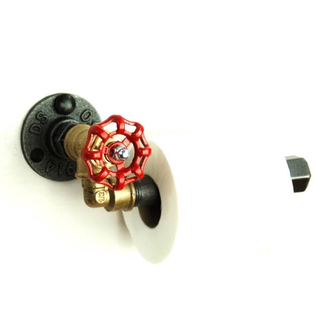 Toilet Paper Dispenser Model 2 - Industrial Style Brass & Steering Wheel in Plumbing Fittings - image 1