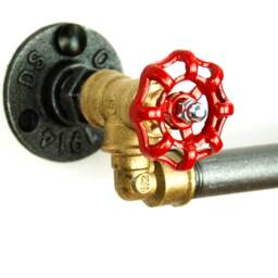 Toilet Paper Dispenser Model 2 - Industrial Style Brass & Steering Wheel in Plumbing Fittings - thumbnail 2