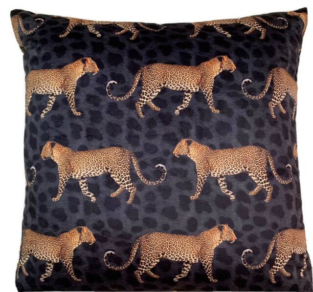 Leopard Print Velvet Cushion Cover Black Animal Skin Pillow Case