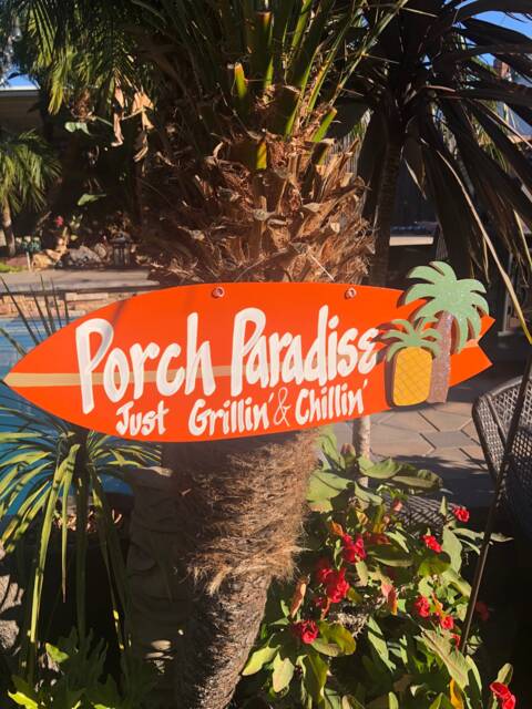 Porch Paradise Custom Surfboard Wall Hanging Handmade Wood Sign Hand Painted Lettered Personalized Made To Order Outdoor Surf Decor - image 1